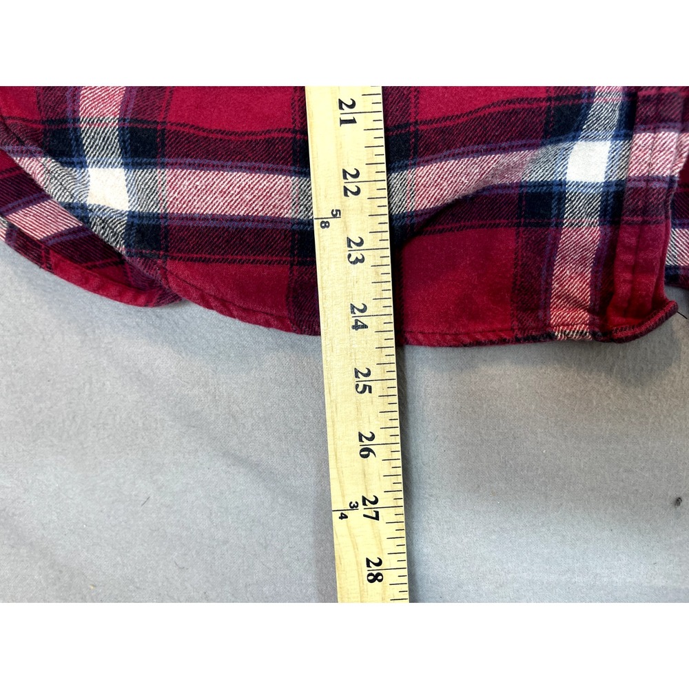 Wrangler Shirt Flannel Medium Wrancher Rancher‎ Red Plaid Long Sleeve Mens - Picture 9 of 14